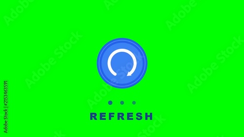 Blue Refresh Button Spinning Animation on Green Screen Background
