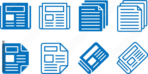 Eight newspaper icon designs