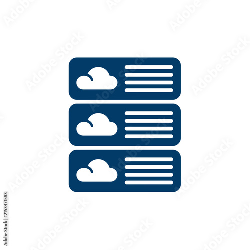A blue icon representing cloud computing and digital data storage
