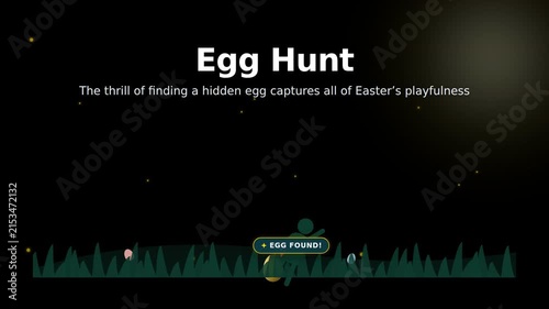 Child silhouette hunting for Easter eggs in sunny backyard