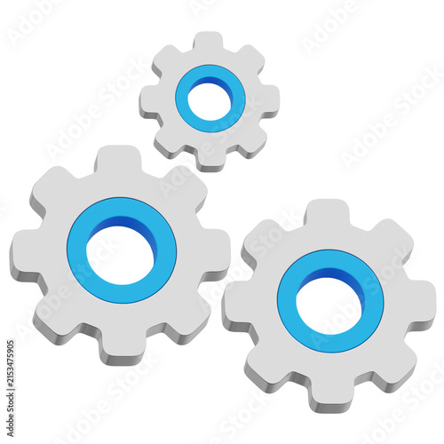 Interlocking Blue Gears 3D Icon