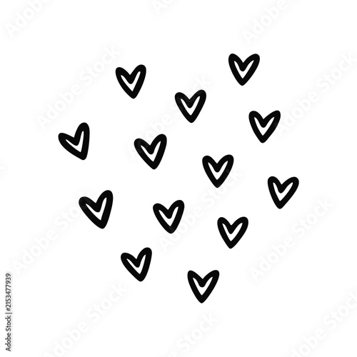 Collection of small hand drawn outline heart shapes cute doodle symbols of love and affection multiple affection isolated abstract romantic decoration valentine anniversary background