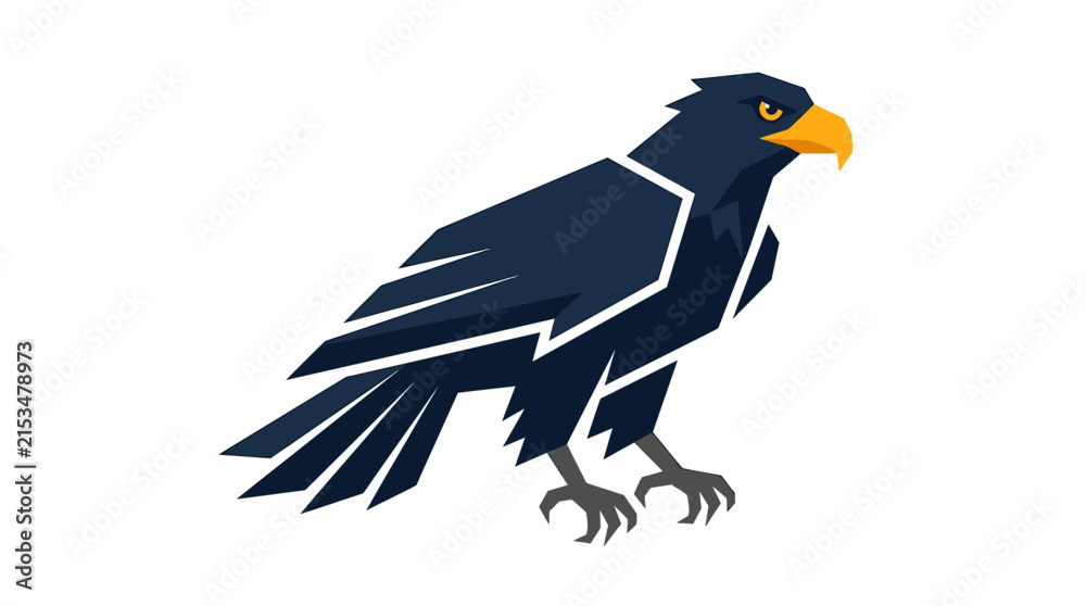 Fototapeta premium Eagle mascot vector illustration. Powerful hawk bird logo design. Dark blue predatory eagle icon for sports branding and identity.