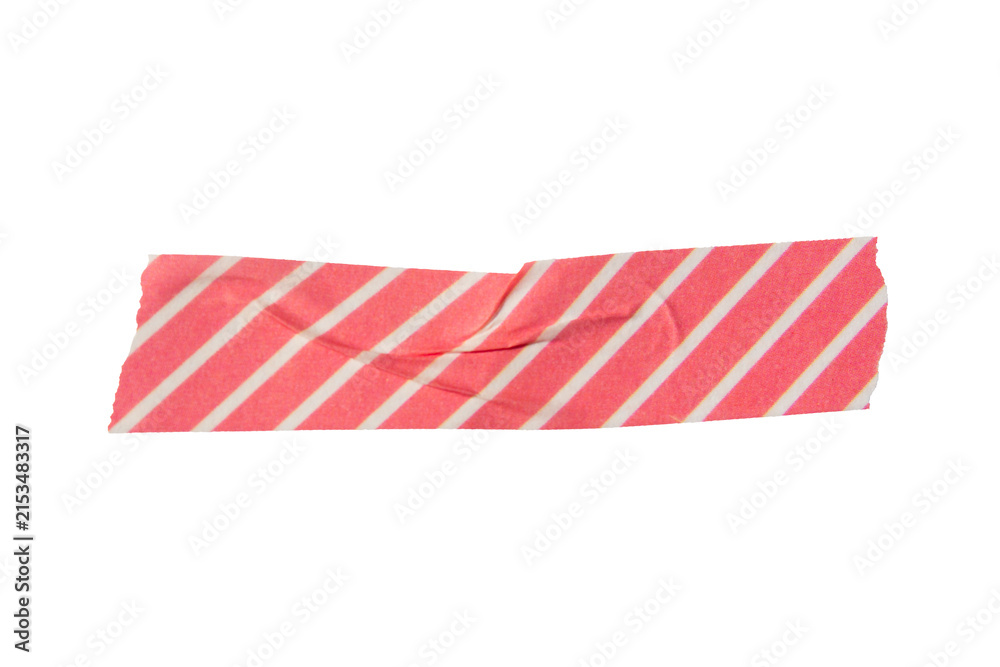 Fototapeta premium Ripped torn striped red adhesive tape on transparent background, washi tape design element