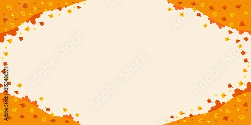 A decorative autumn-themed background featuring vibrant orange leaves arranged around the edges with a large empty space in the center.