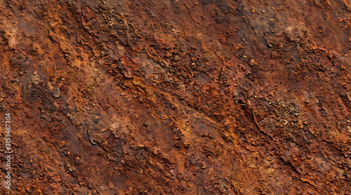 Close-up of weathered rusted metal surface exhibiting rich texture and reddish-orange hues with detailed corrosion patterns
