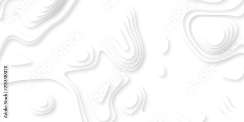 Contour map white line terrain curves white paper cut layers design. Topographic map background geographic line map. White wave paper curved reliefs landscape. 