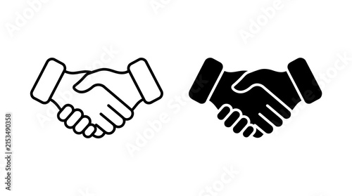 Handshake business deal icons isolated on transparent background