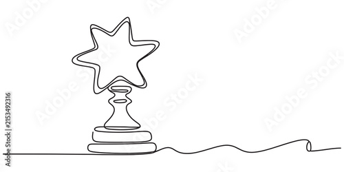 Continuous line drawing of a star trophy award