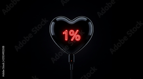 Red glowing heart-shaped usb cable charging indicator
