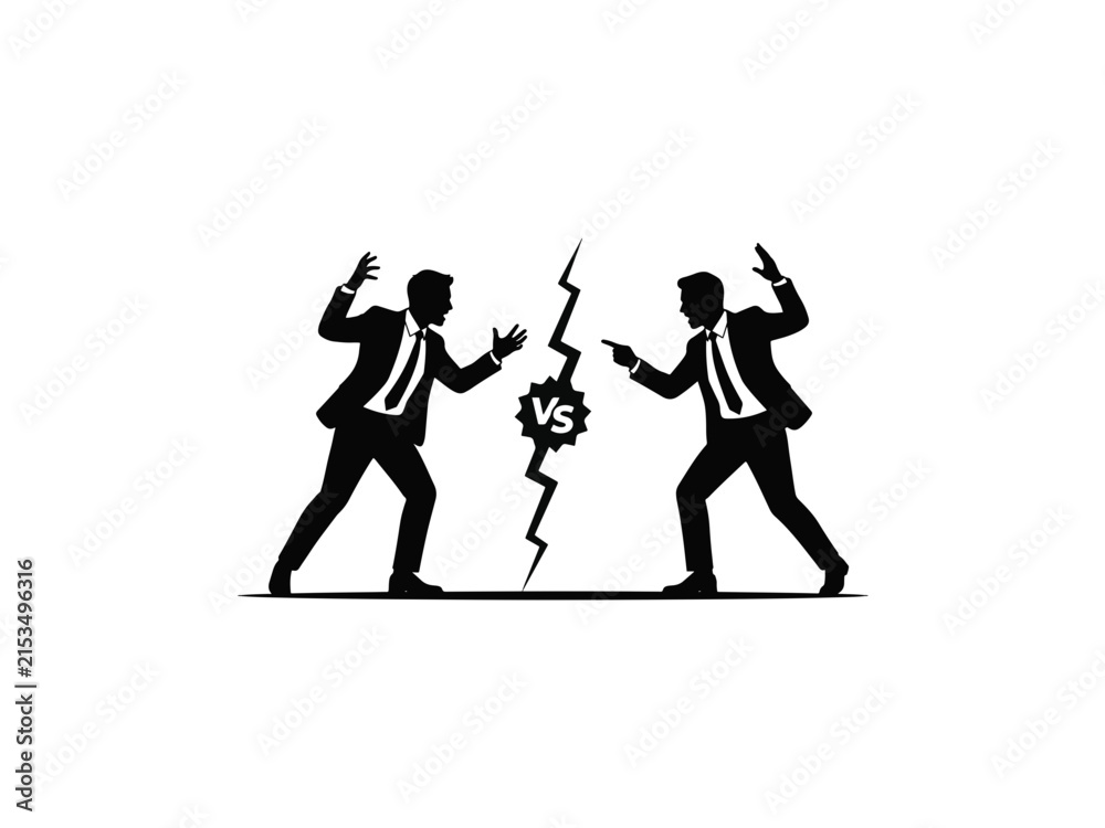 Naklejka premium Businessman conflict vector illustration versus concept isolated on white