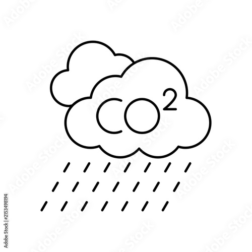Cuadro en lienzo CO2 Acid Rain Drops from Carbon Cloud Line Icon for Polluted Weather Concept