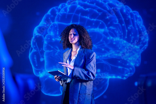 Photography Talk on brain science with digital display during a conference