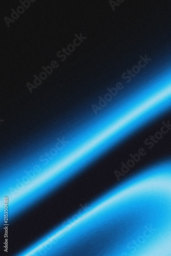 Glowing blue light blur shape on dark grain texture horizontal background with noisy effect, abstract poster header cover wallpaper banner backdrop design