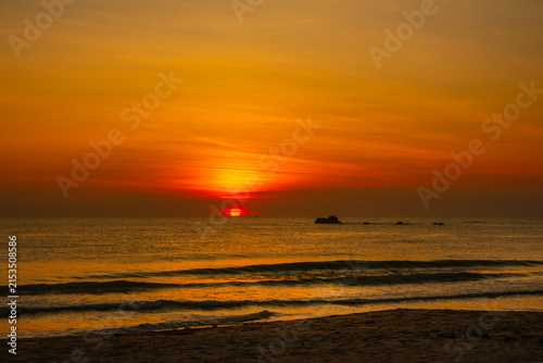 sunset on the beach. 