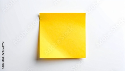Yellow Sticky Note with Lifted Corner on White Surface for Lifestyle Branding, Reminder Inspiration, and Minimalist Visual Concepts