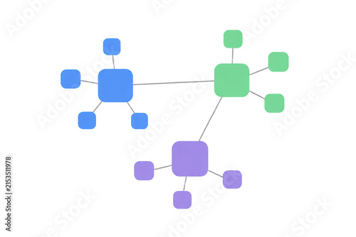 Colored node network with rounded squares