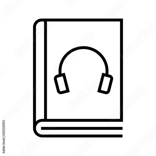 Book with headphones line icon representing audiobook and digital library