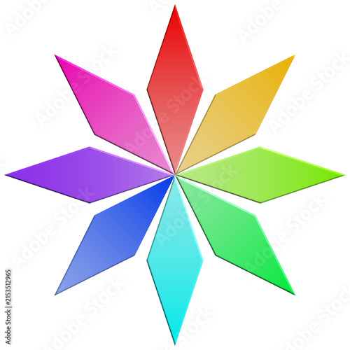 Cuadro en lienzo Étoile formée de huit losanges aux couleurs fondamentales et secondaires