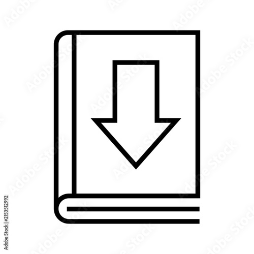 Book with down arrow line icon for downloading e-book and digital material