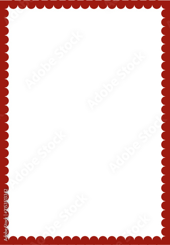 Rust Red Scalloped Border Frame Vector - Editable SVG blank template for Chinese vintage postcards, autumn stationery, rustic menus, scrapbook pages, heritage branding and warm retro graphic design