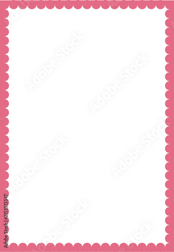 Raspberry Pink Scalloped Border Frame Vector - Editable SVG blank template for playful invitations, birthday cards, beauty branding, social media graphics, party stationery and bright feminine design