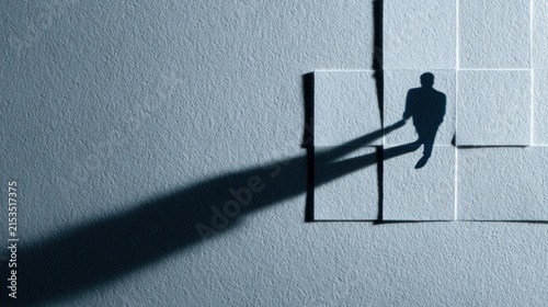Fototapeta Shadow man silhouette against wall