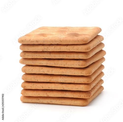 Stack of square wholegrain crackers