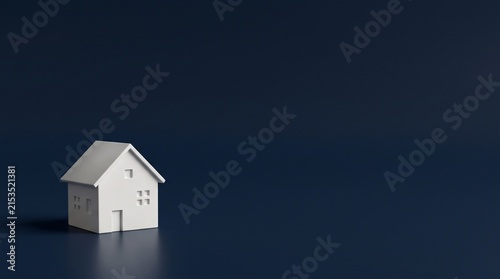 Minimal White House Silhouette on Matte Navy Studio Background with Large Copy Space for Elegant Real Estate and Housing Marketing Design