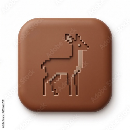 Premium 3D Matte Clay Pixel Art Deer Application Icon on White Background