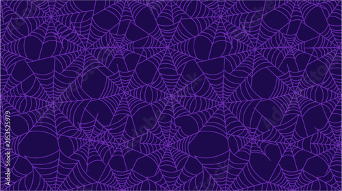 Obraz na plátně A captivating halloween background featuring intricate purple spiderwebs against