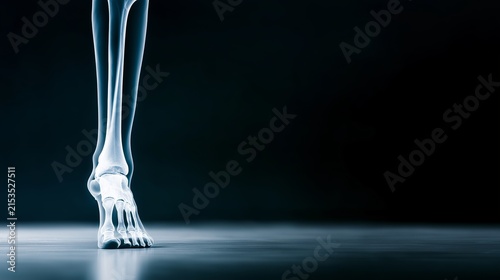 Human lower leg bones showing skeletal structure, medical imaging presenting anatomy of foot and ankle