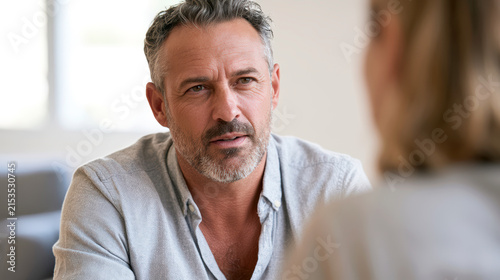 Mature man discussing prostate concerns during preventive consultation with female doctor indoors