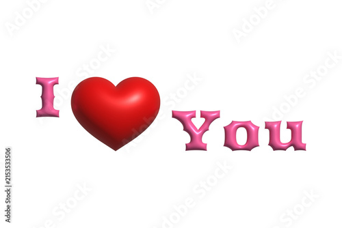 Принти на полотні 3d rendering of the phrase i love you with a red heart isolated on transparent b