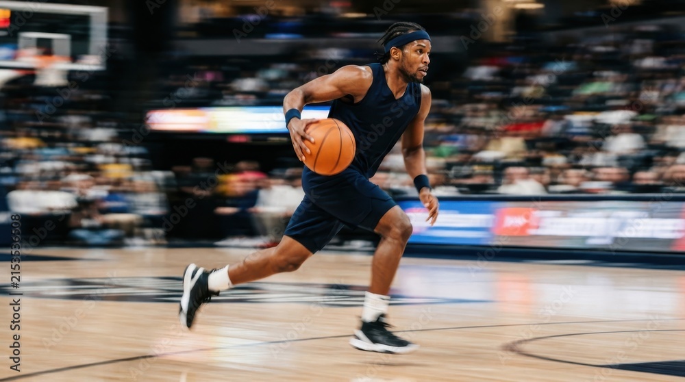 Fototapeta premium Professional basketball player dribbling during a game