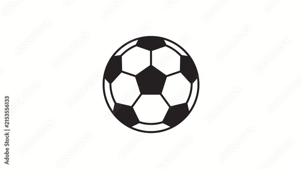 Fototapeta premium Classic black and white soccer ball icon on a white background, ideal for sports branding, football logos, and game design projects
