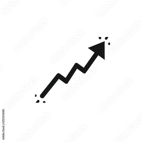 Black rising arrow icon showing business growth and positive progress