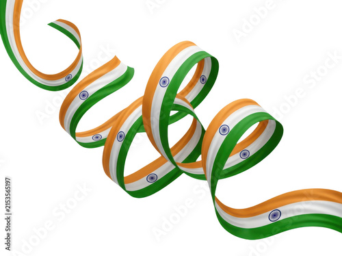 Wavy ribbons with the national flag of india isolated on transparent background