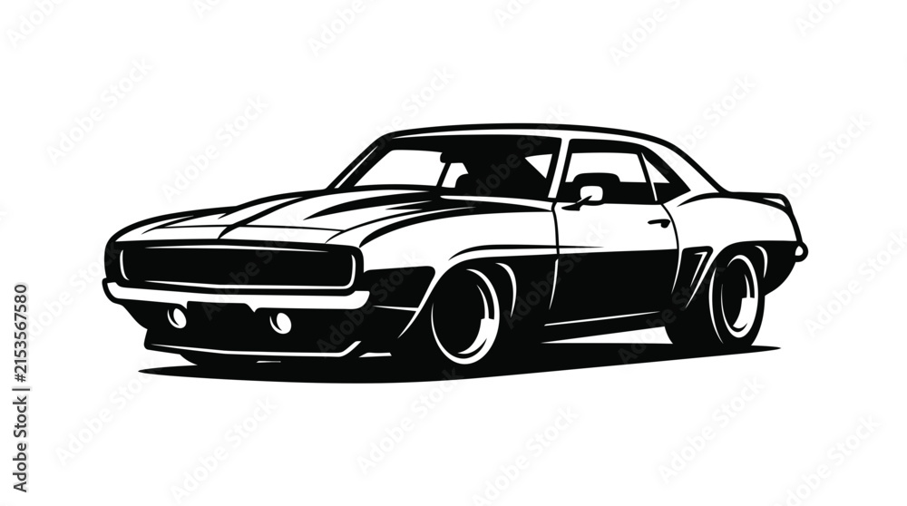 Naklejka premium High performance muscle car black silhouette.