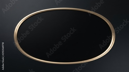 Frame with an Elegant Champagne Gold Oval Border and Blank Black Center on a Dark Luxury Background for Custom Text