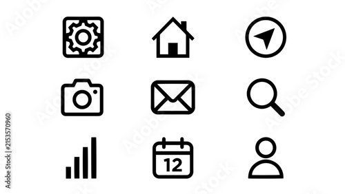 Minimalist Line Web Icon Set for Mobile App and UI Design