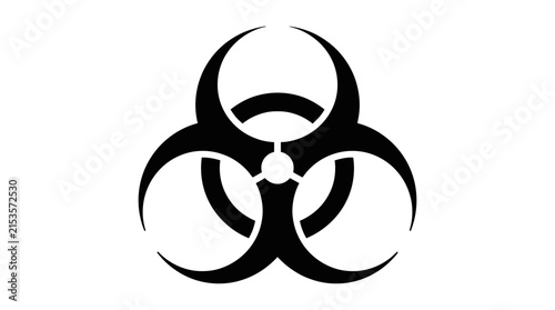 Black biohazard symbol on a white background depicts a warning of biological danger hazard sign