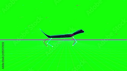 Neon Sci Fi Creature Running Across Grid Landscape Animation