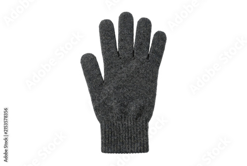Single gray knit wool glove.