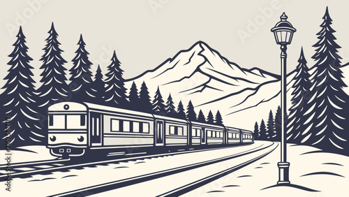 Premium Christmas Winter Railway Landscape 