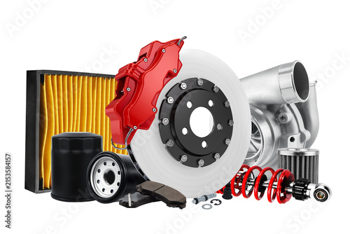 Fotografía Auto parts accessories Car parts , shock absorbers, filters, turbo isolated on transparent backgroung