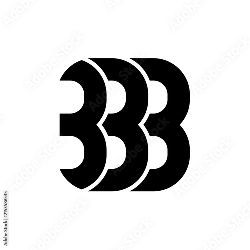 Bold minimalist black letter “B” logo featuring three overlapping and layered shapes, creating a modern geometric monogram with strong visual depth. Clean, symmetrical, and versatile design suitable f