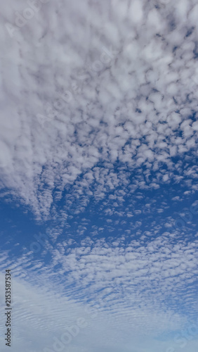 Bild auf Leinwand Vertical full frame background view of white altocumulus and cirrocumulus macker