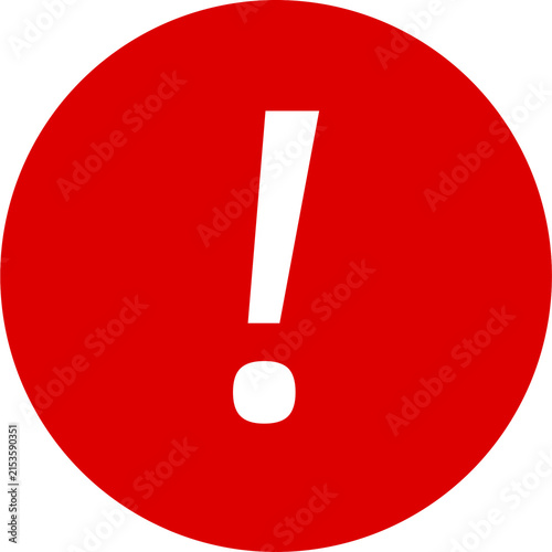 Quadro su tela Red circle exclamation mark icon set for warning alert and attention vector