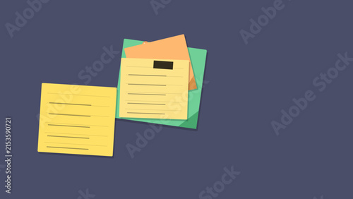 Colorful adhesive notes arranged on dark background for productivity planning and creative office task management with vector illustration colorful paper textures arranged